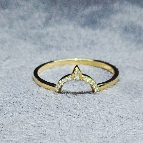 14K Yellow Gold Triple Moonstone Alexandrite CZ Ring Set Sz 9 - Picture 8 of 10